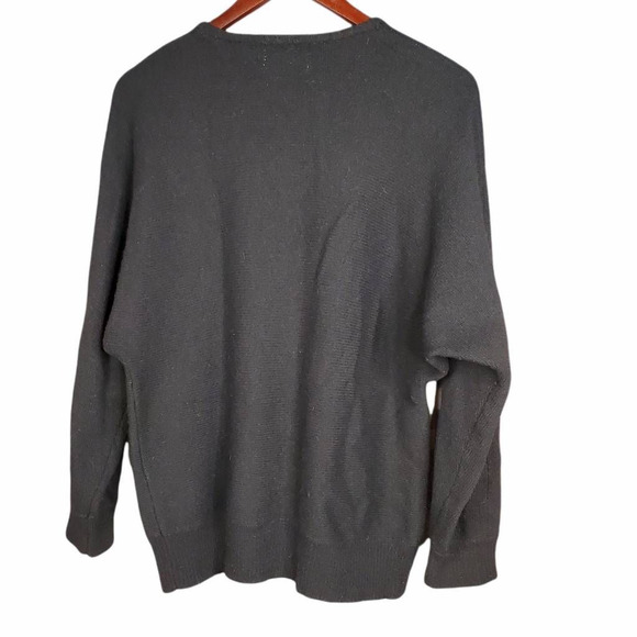 Marnie West Womens Pullover Sweater Black Floral Lambswool Blend Embellished L - Picture 2 of 9